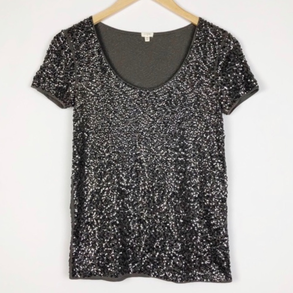 J. crew gray vintage sequin top